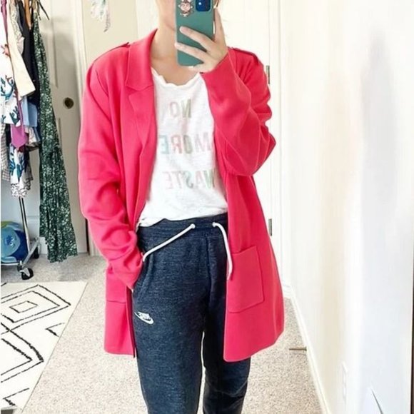 Vila Milano Salmon Red Open Front Cardigan, NWOT, S - Picture 1 of 15